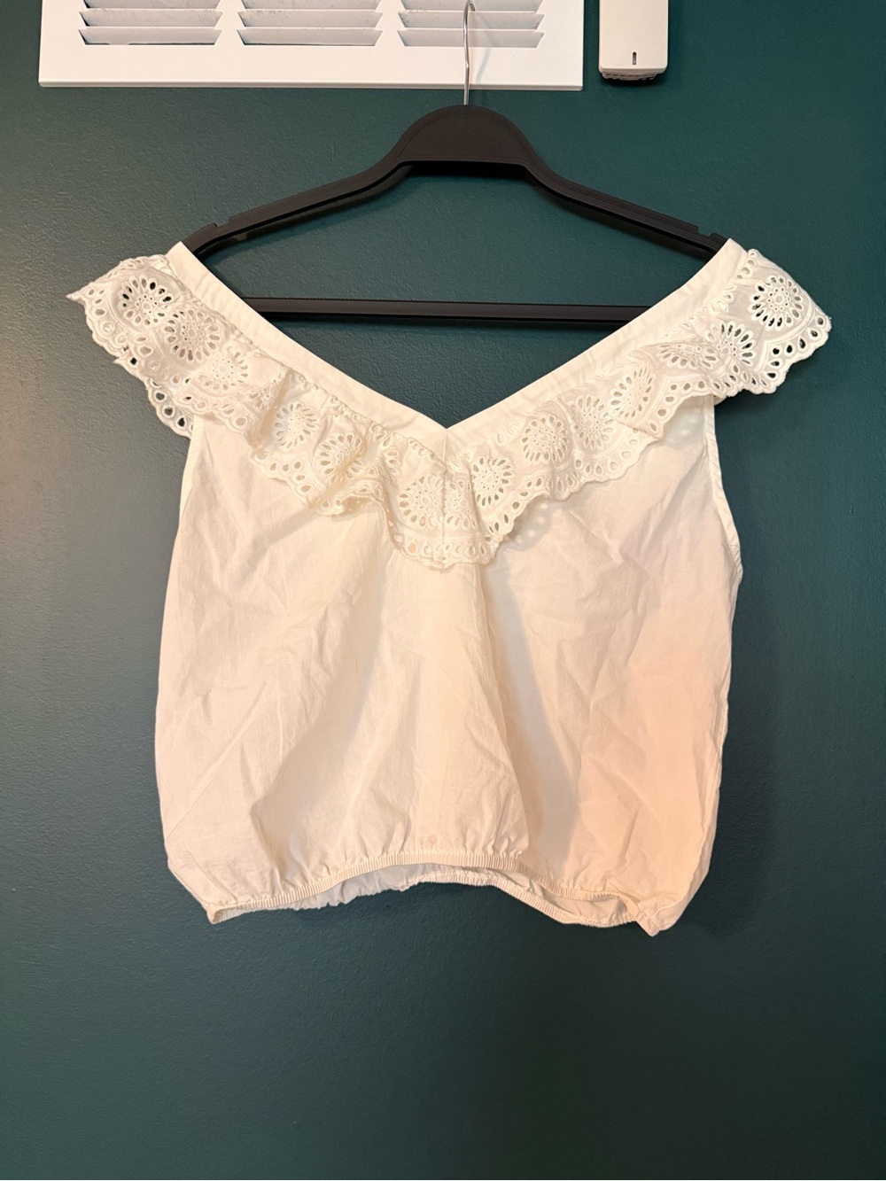Forever 21 White Eyelet Off-Shoulder Crop Top